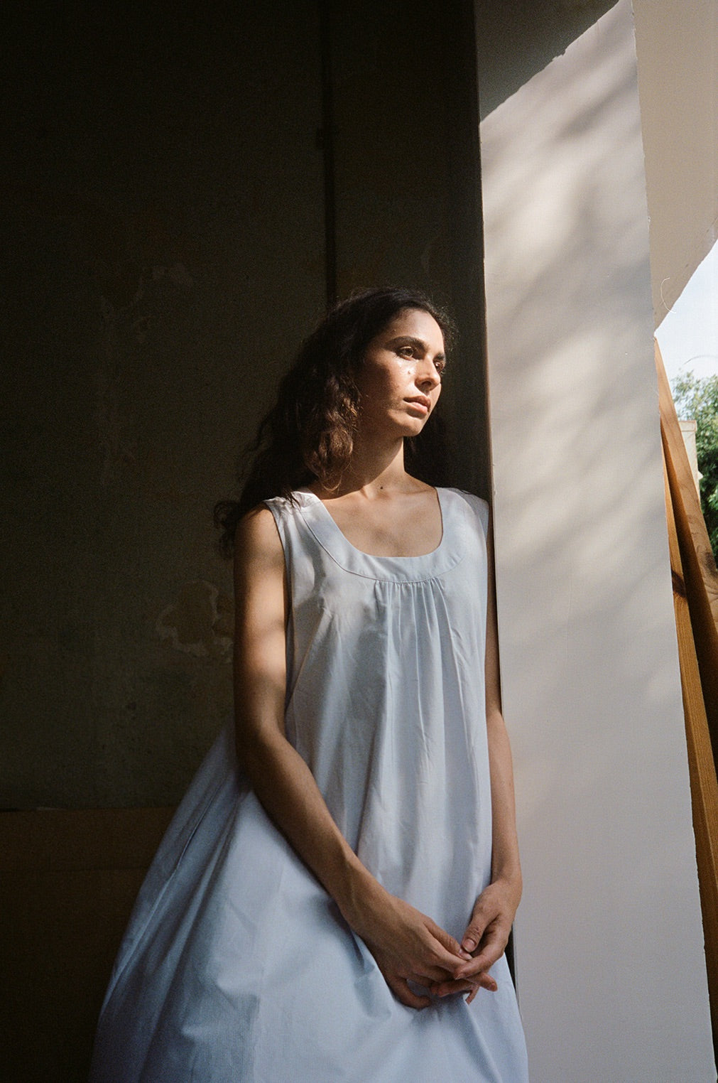 Nana Dress cotton blue& white stripes