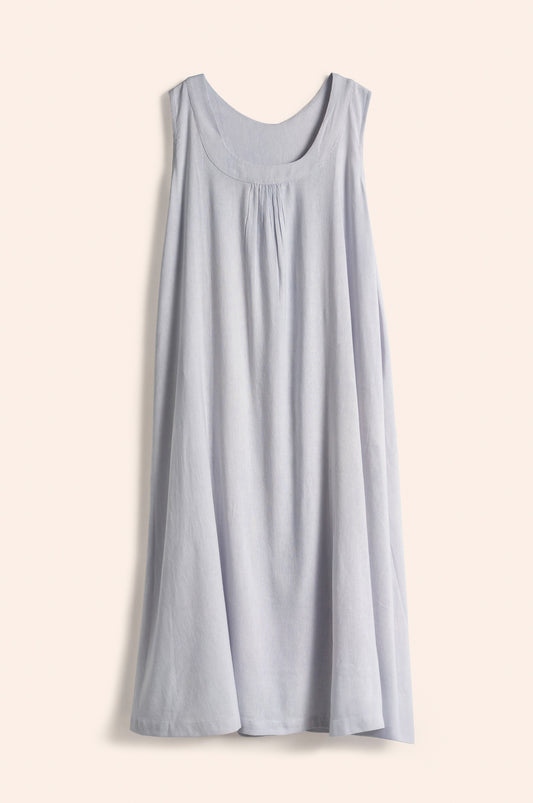 Nana Dress hint of periwinkle washed poplin