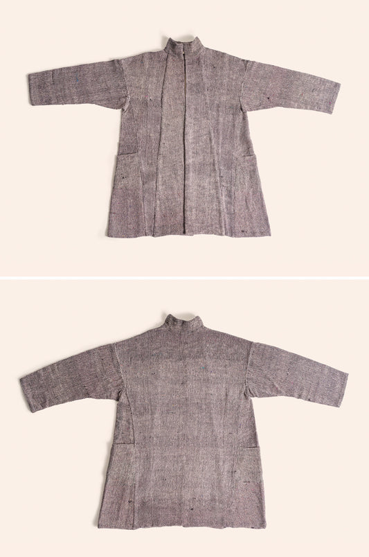 Gatherer Jacket Faded gray & purple silk noil