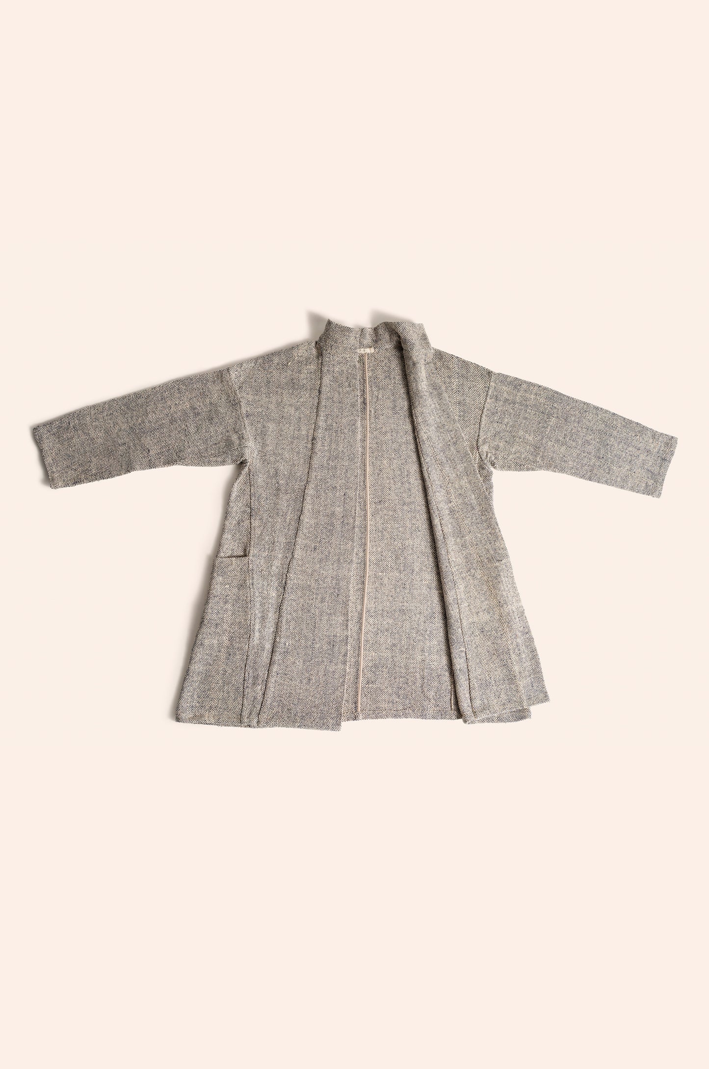Gatherer Jacket gray & cream Doupion silk