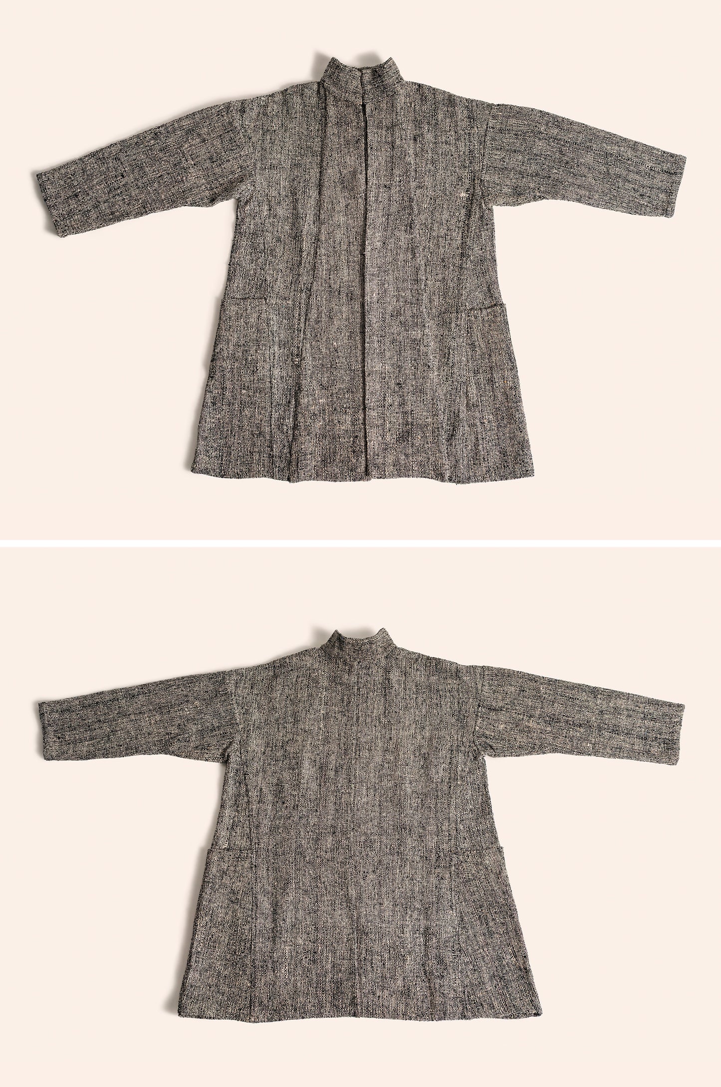 Gatherer Jacket Black and cream Doupion silk