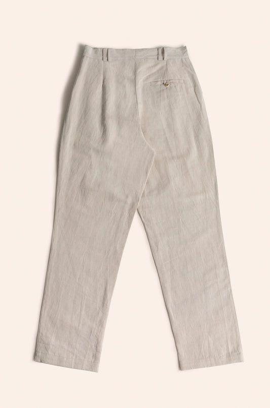 Pleated Pants Linen Herringbone