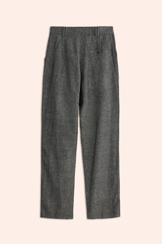 Pleated Pants Black & White Silk Doupion