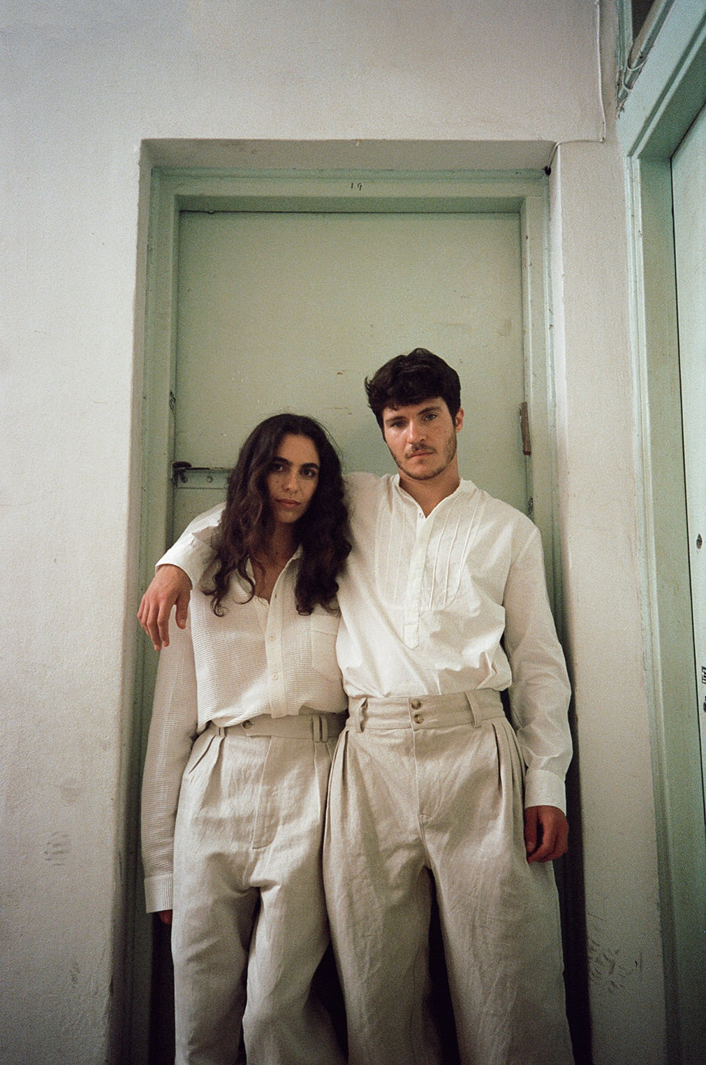 Pleated Pants Linen Herringbone