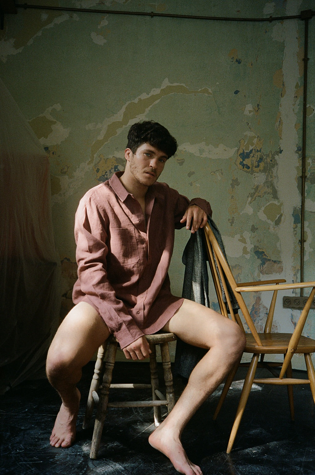 Work Shirt Muted Pompeii Red linen