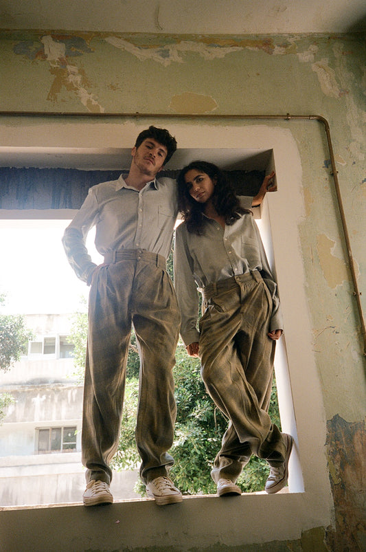 Clean up Shirt Light Blue raw Silk