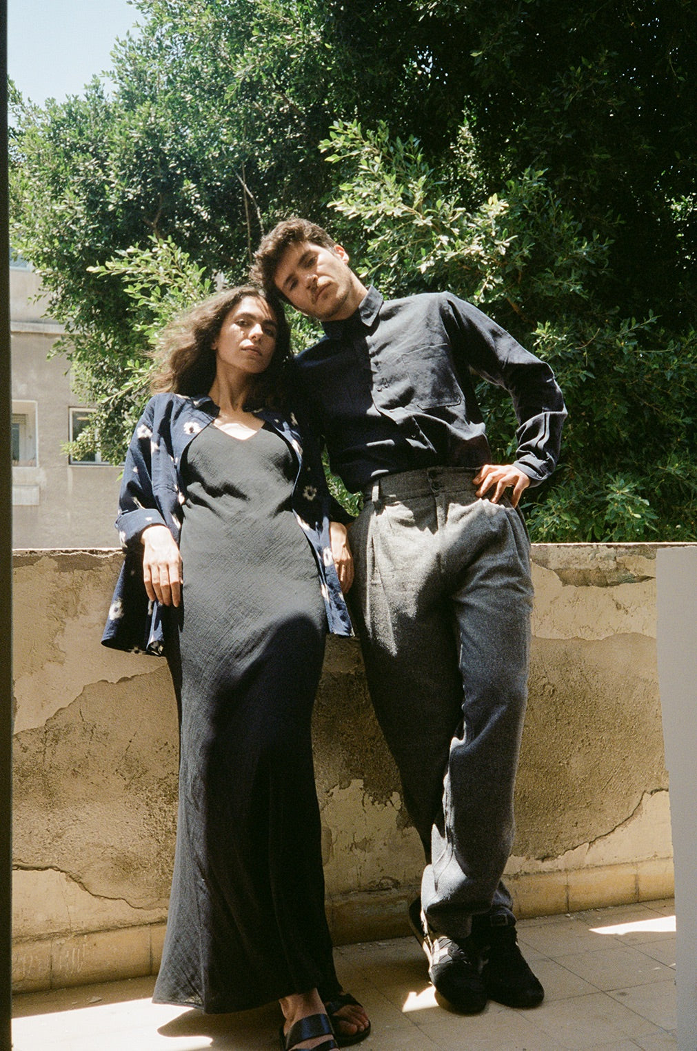 Waves Pants Blue, Black, Grey silk Birds Eye weave