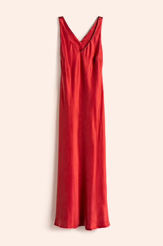 Alax Dress Pompeii red Silk Satin