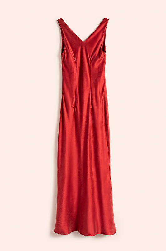 Alax Dress Pompeii red Silk Satin