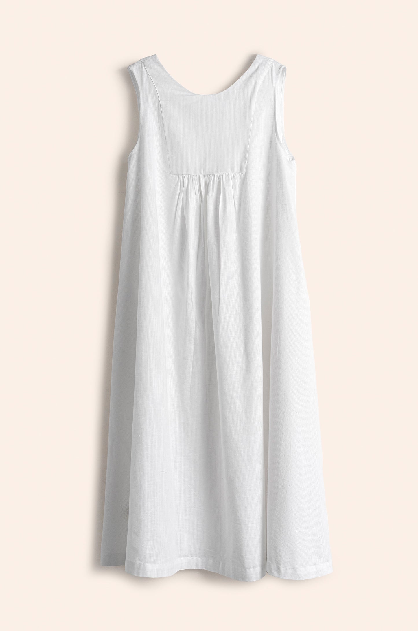 Nana Dress white checkered cotton weave