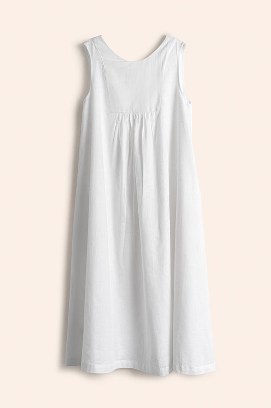 Nana Dress white checkered cotton weave