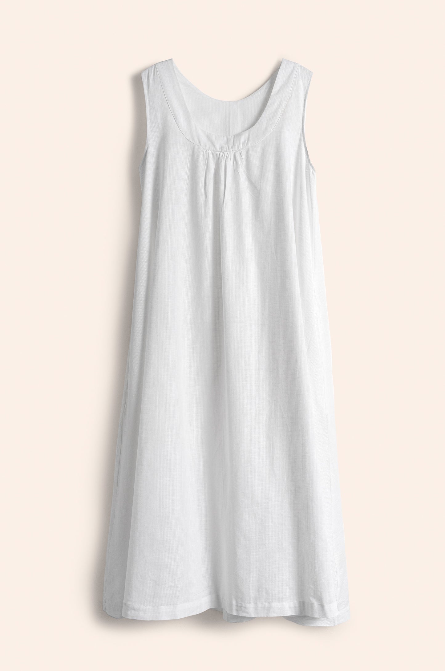 Nana Dress white checkered cotton weave