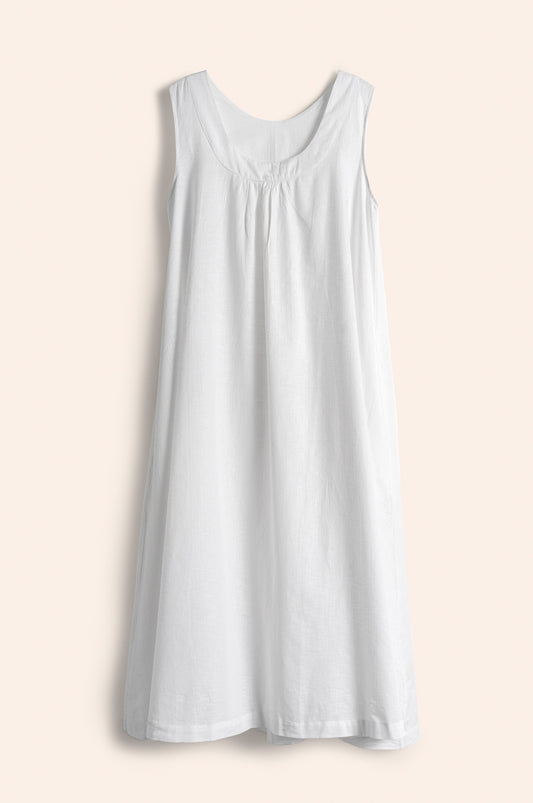 Nana Dress white checkered cotton weave