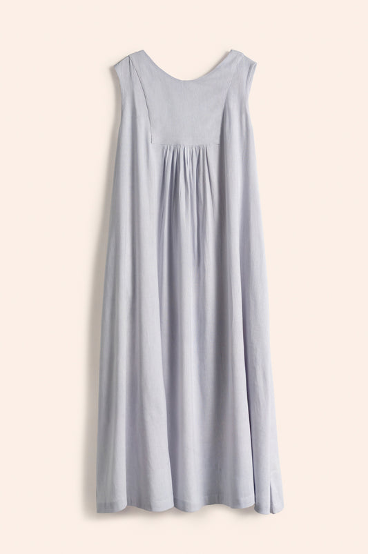 Nana Dress hint of periwinkle washed poplin