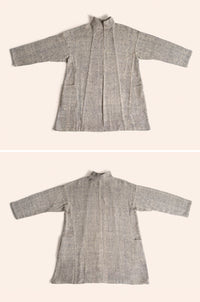 Gatherer Jacket gray & cream Doupion silk