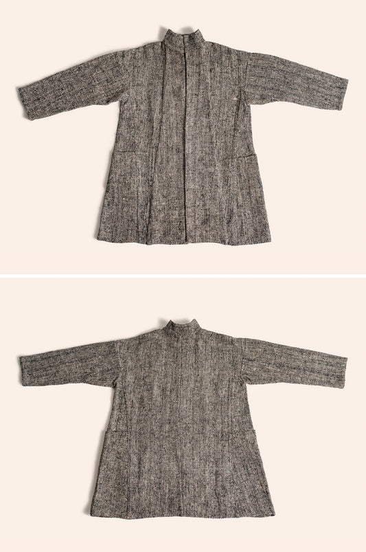 Gatherer Jacket Black and cream Doupion silk