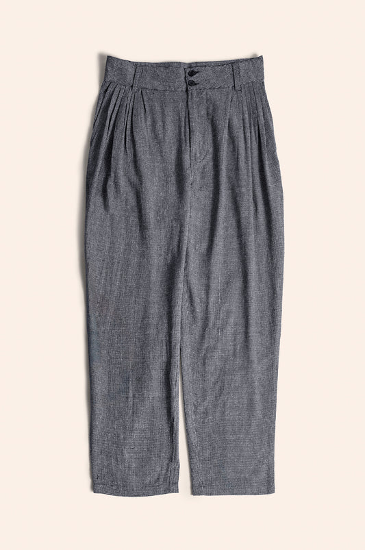 Waves Pants Blue, Black, Grey silk Birds Eye weave
