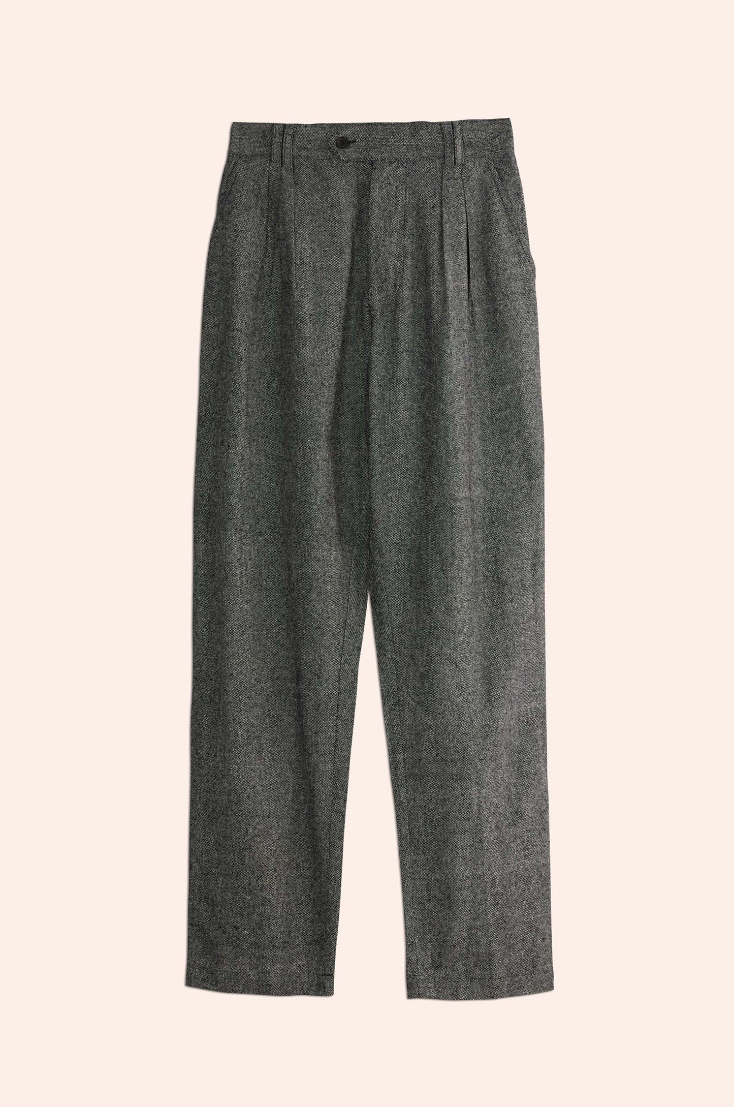 Pleated Pants Black & White Silk Doupion