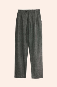 Pleated Pants Black & White Silk Doupion