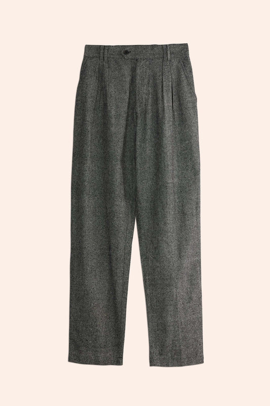 Pleated Pants Black & White Silk Doupion