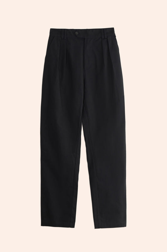 Pleated Pants Black Canvas