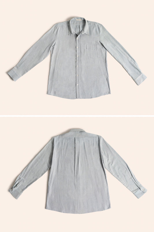 Clean up Shirt Light Blue raw Silk