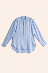 Faux Tuxedo Shirt Baby Blue Linen