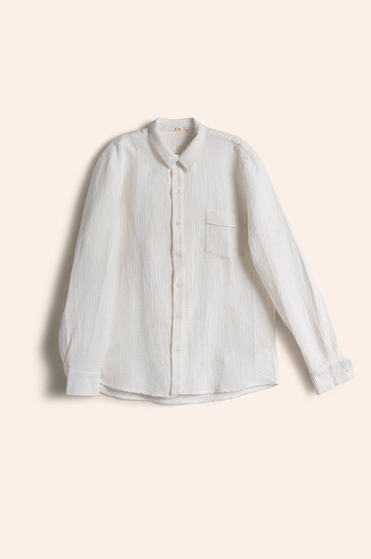 Clean up Shirt  white PinTuck cotton Weave