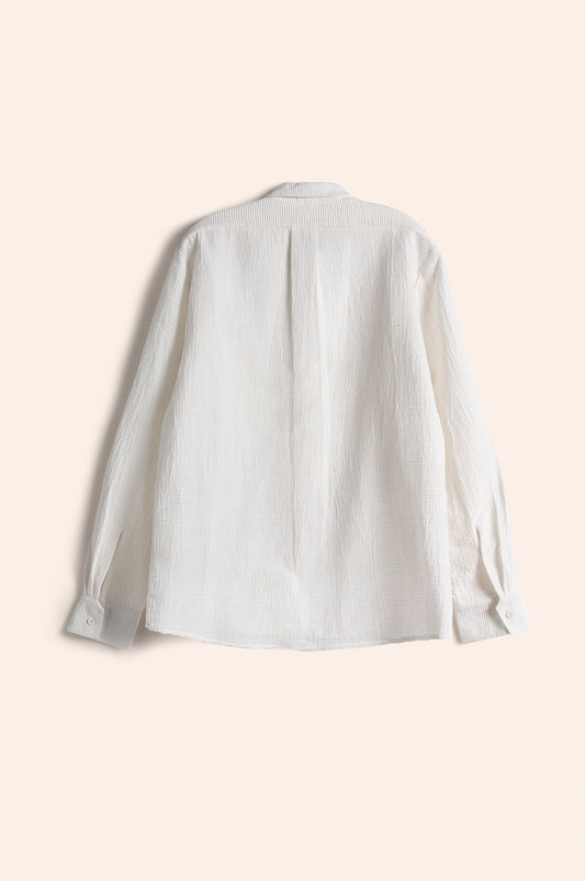 Clean up Shirt  white PinTuck cotton Weave